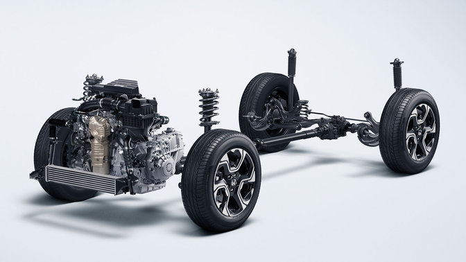 Skeleton of Honda CR-V chassis.